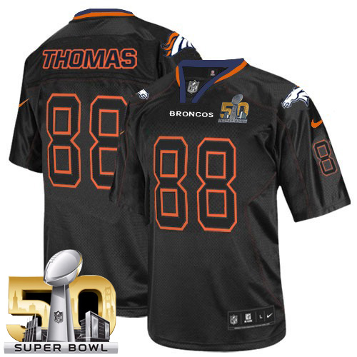 Men's Limited Demaryius Thomas Super Bowl L Nike Jersey Lights Out Black - #88 NFL Denver Broncos